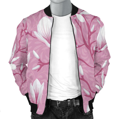 Magnolia Pattern Print Design MAG05 Men Bomber Jacket