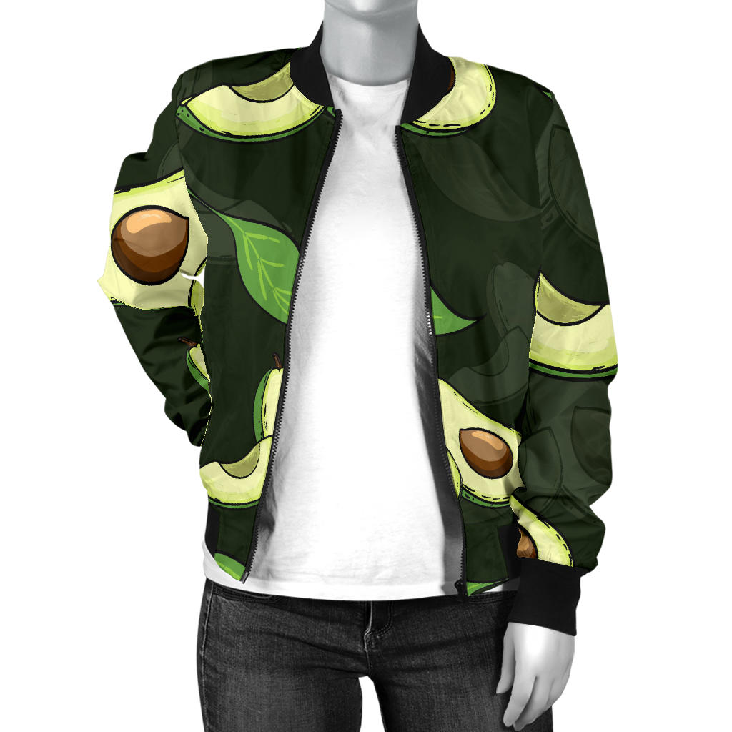 Avocado Pattern Print Design AC07 Women Bomber Jacket