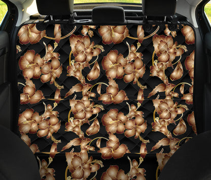 Brown Hibiscus Pattern Print Design HB06 Rear Dog  Seat Cover