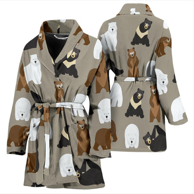 Bear Pattern Print Design BE03 Women Bathrobe