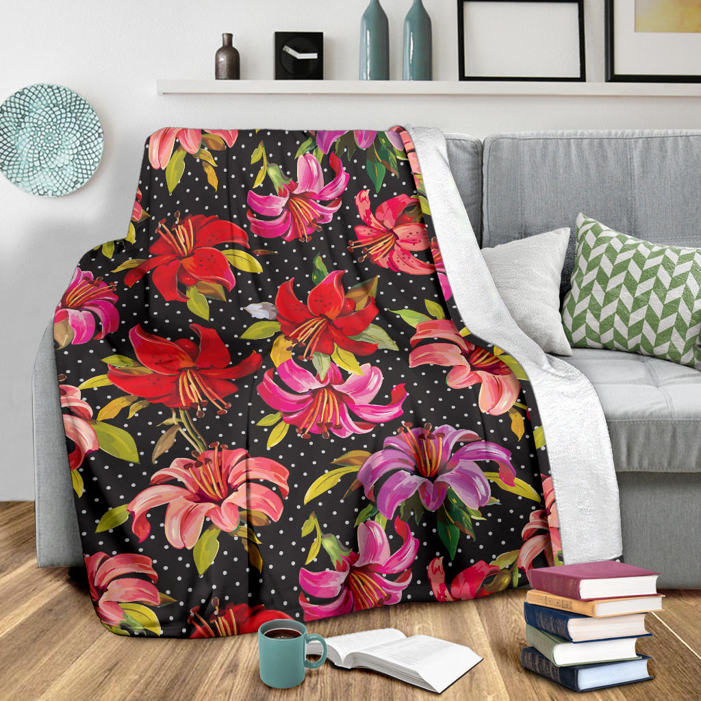 Lily Pattern Print Design LY012 Fleece Blanket