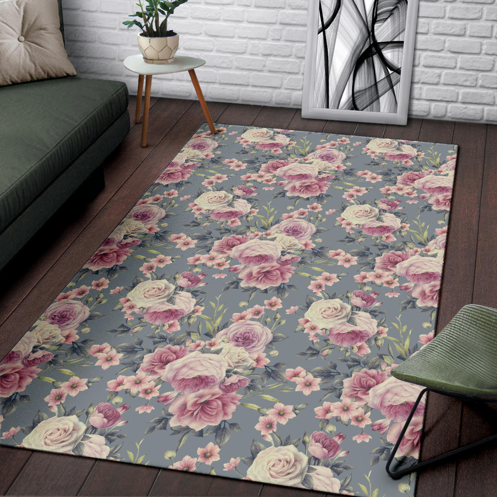Peony Pattern Print Design PE05 Area Rugs