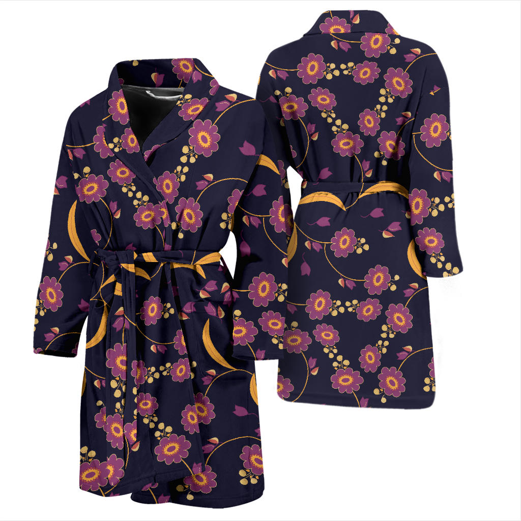 Anemone Pattern Print Design AM012 Men Bathrobe