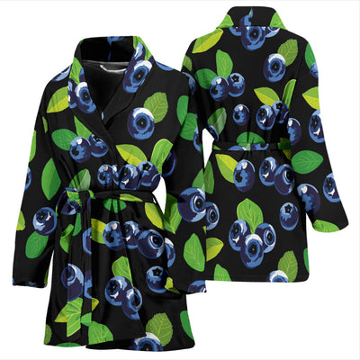 Blueberry Pattern Print Design BB03 Women Bathrobe