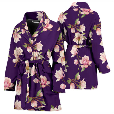 Magnolia Pattern Print Design MAG02 Women Bathrobe