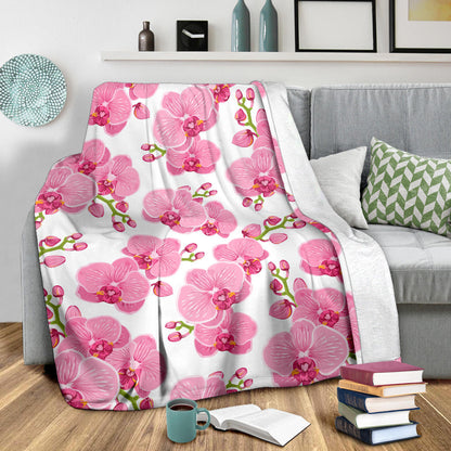 Orchid Pink Pattern Print Design OR07 Fleece Blanket