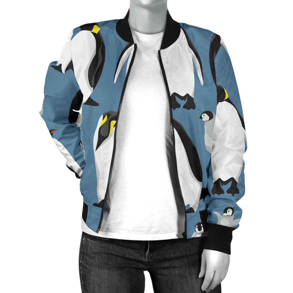 Penguin Pattern Print Design A03 Women's Bomber Jacket