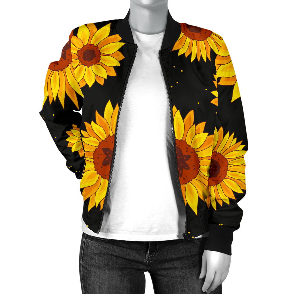 Sunflower Pattern Print Design SF09 Women Bomber Jacket