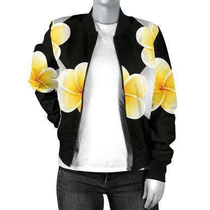 Plumeria Pattern Print Design A04 Women's Bomber Jacket