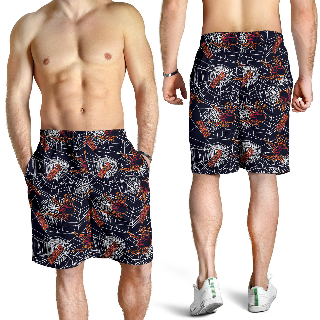 Tarantula Spiderwebs Pattern Print Design 01 Mens Shorts