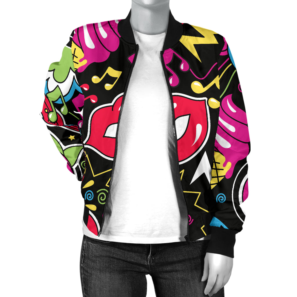 Pop Art Pattern Print Design A04 Women's Bomber Jacket
