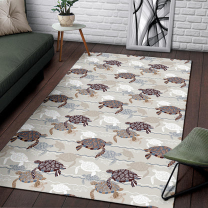 Sea Turtle Pattern Print Design T07 Area Rugs