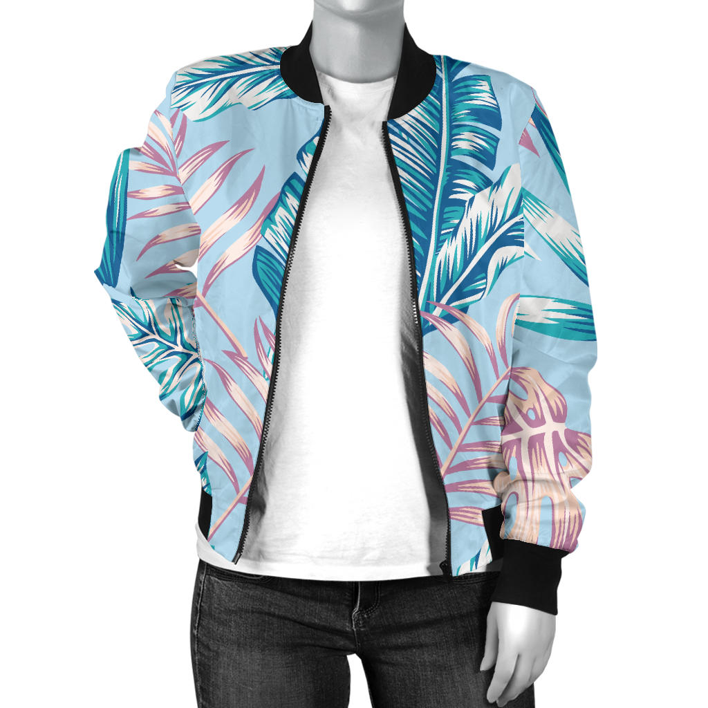 Tropical Flower Pattern Print Design TF01 Women Bomber Jacket