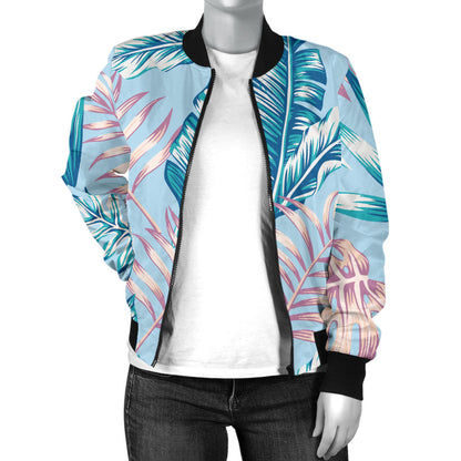 Tropical Flower Pattern Print Design TF01 Women Bomber Jacket