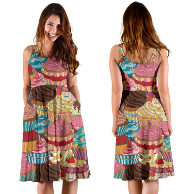 Cupcake Pattern Print Design CP01 Midi Dress