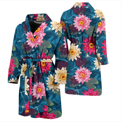 Water Lily Pattern Print Design WL05 Men Bathrobe