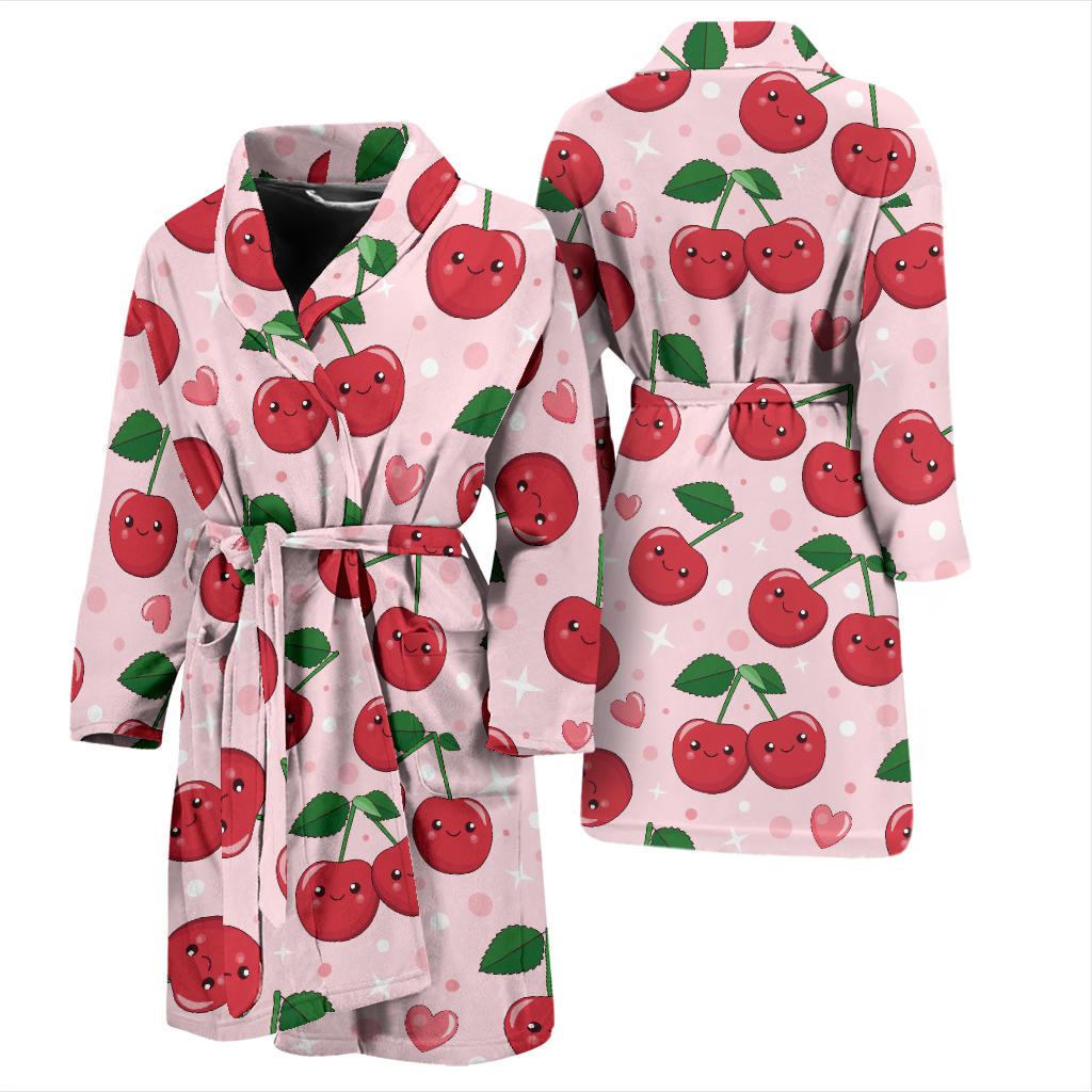 Cherry Pattern Print Design CH02 Men Bathrobe