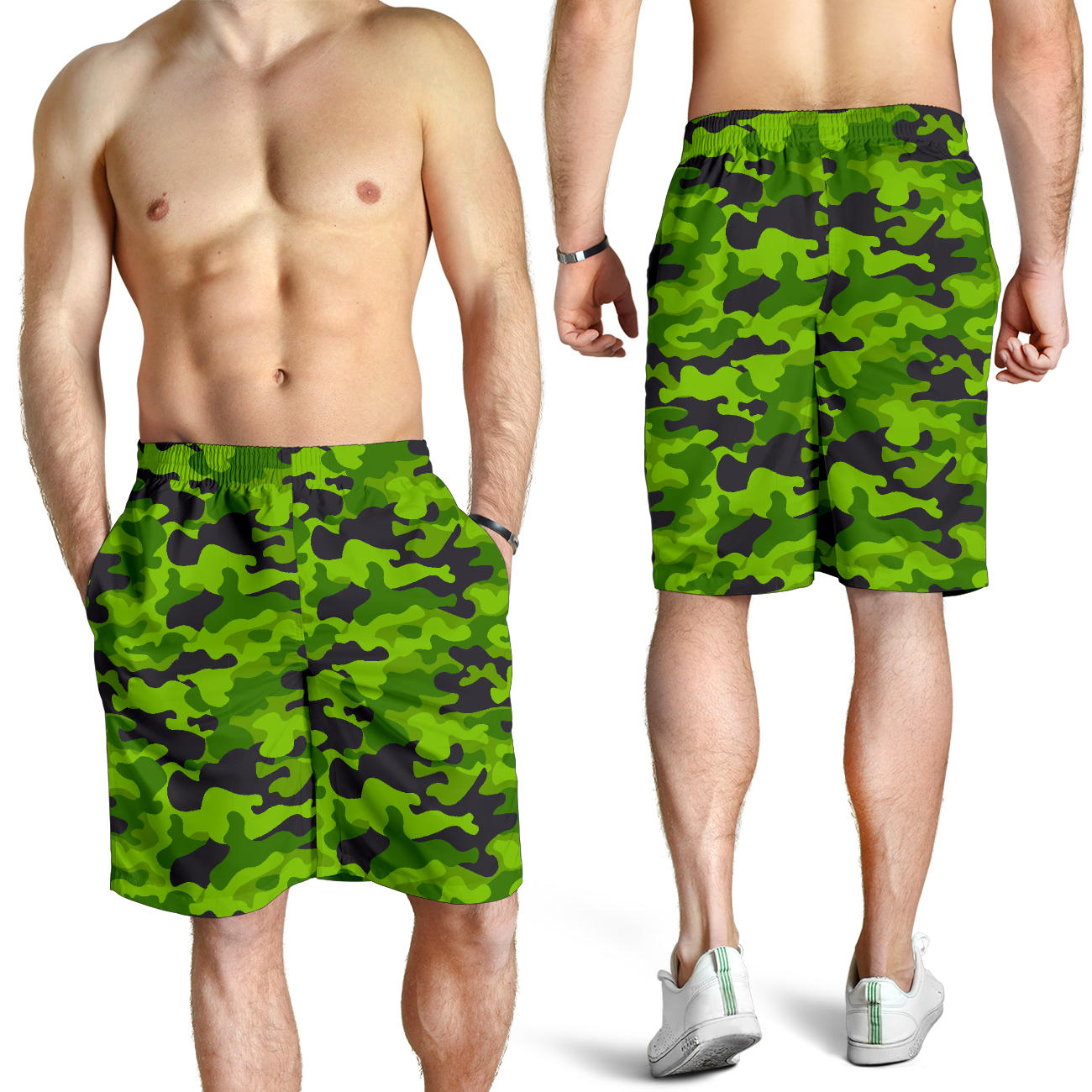 Green Kelly Camo Print Mens Shorts