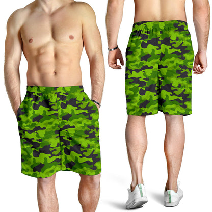 Green Kelly Camo Print Mens Shorts