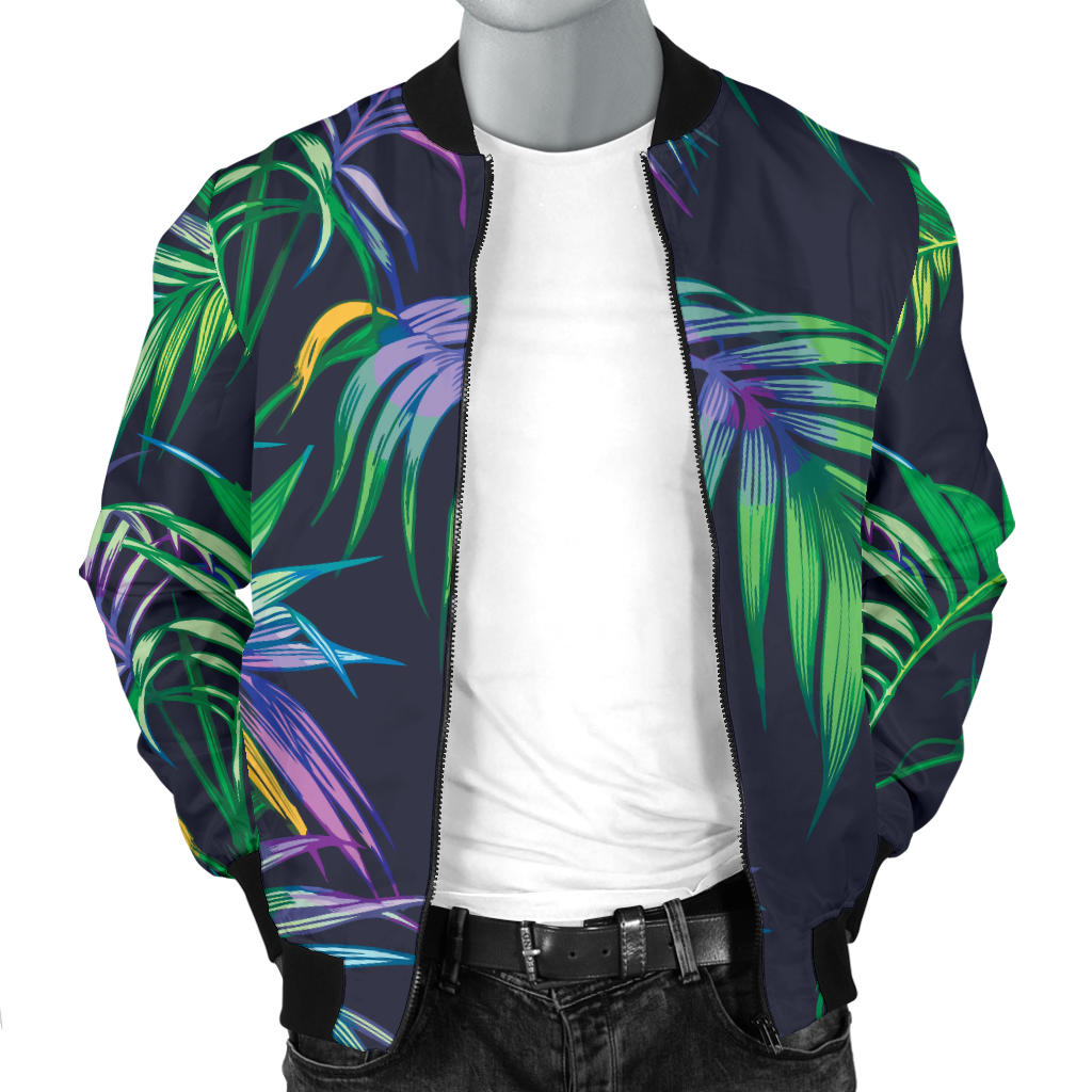 Palm Leaves Pattern Print Design PL04 Men Bomber Jacket