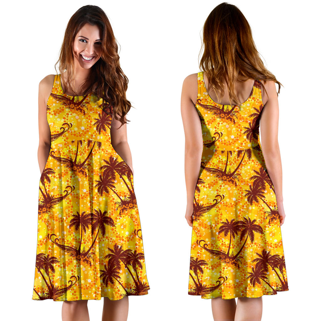 Palm Tree Pattern Print Design PT012 Midi Dress