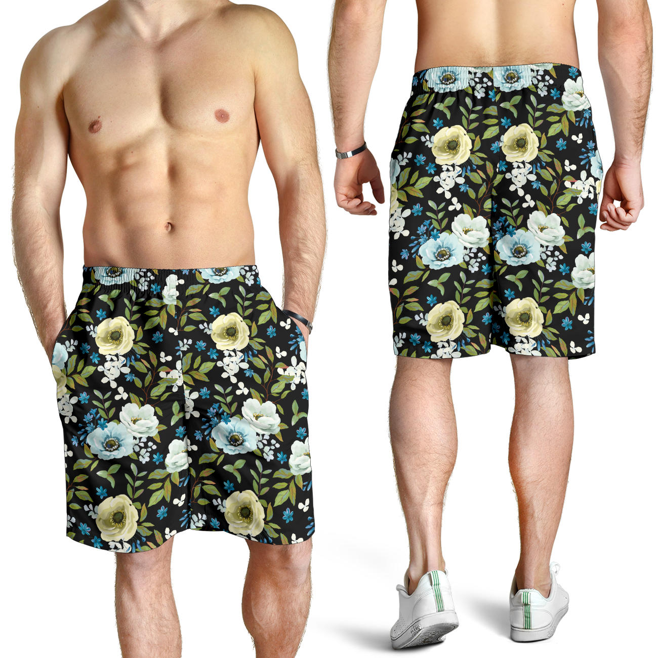 Anemone Pattern Print Design AM03 Mens Shorts