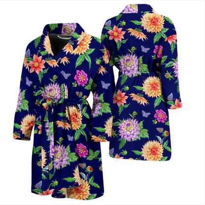 Dahlia Pattern Print Design DH010 Men Bathrobe