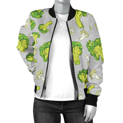 Broccoli Pattern Print Design 03 Women's Bomber Jacket
