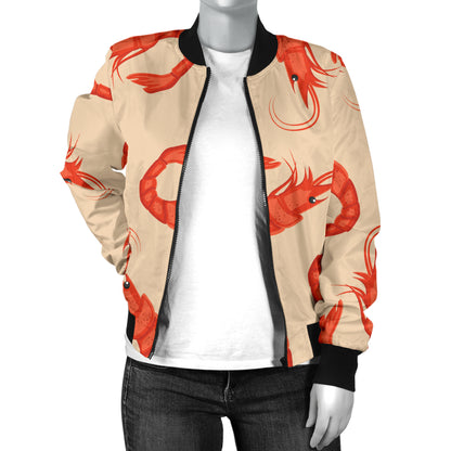 Prawn Pattern Print Design 02 Women's Bomber Jacket