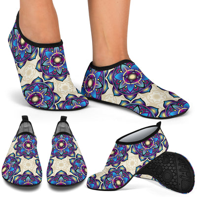 lotus Boho Pattern Print Design LO08 Aqua Water Shoes