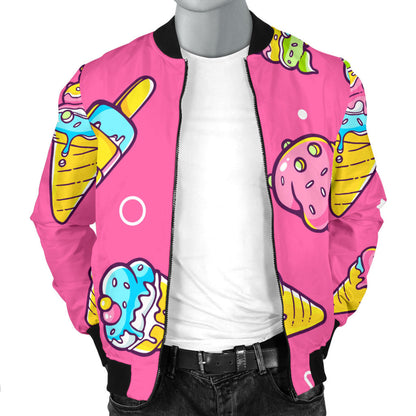 Ice Cream Pattern Print Design IC04 Men Bomber Jacket