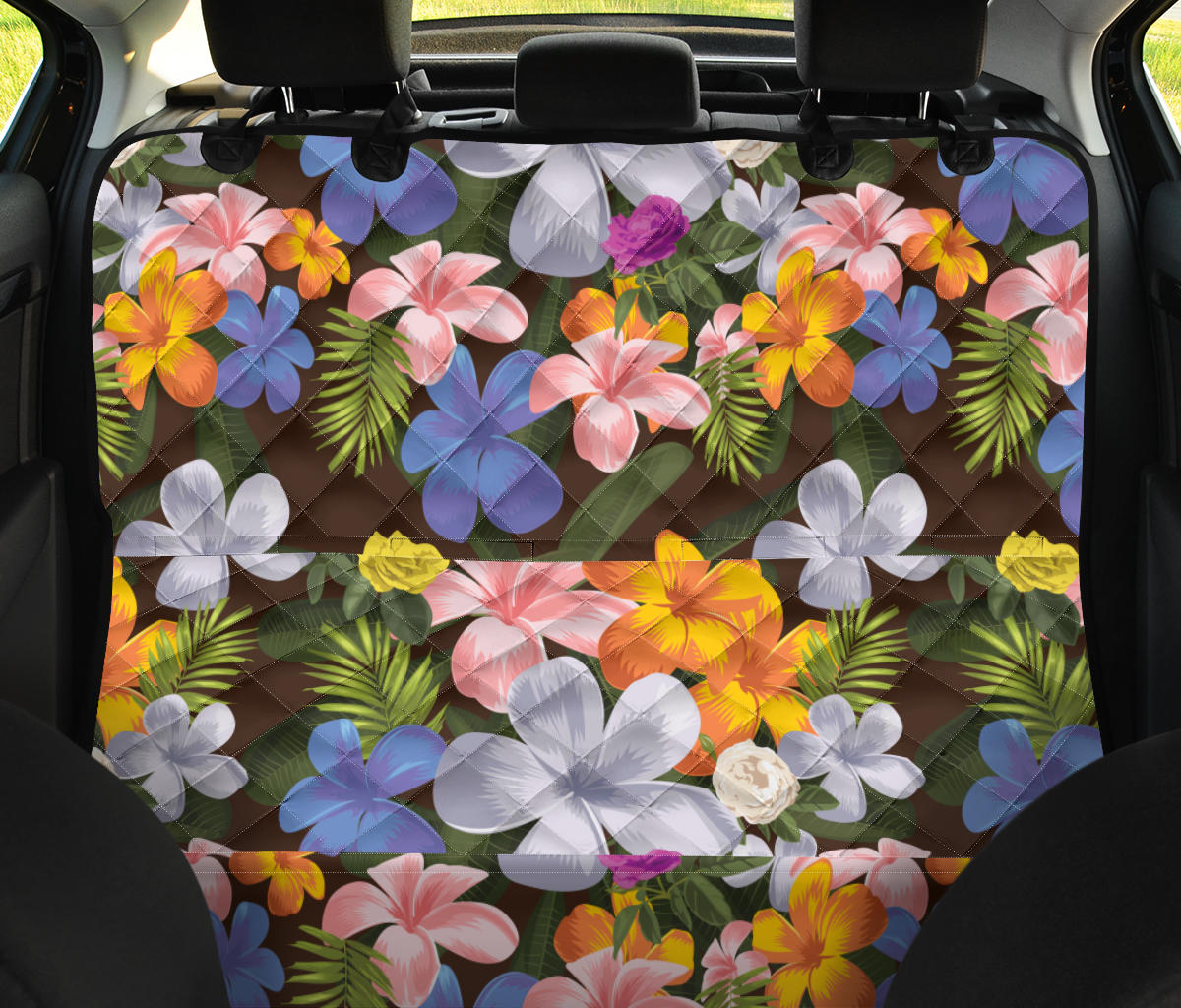 Plumeria Pattern Print Design PM03 Rear Dog  Seat Cover