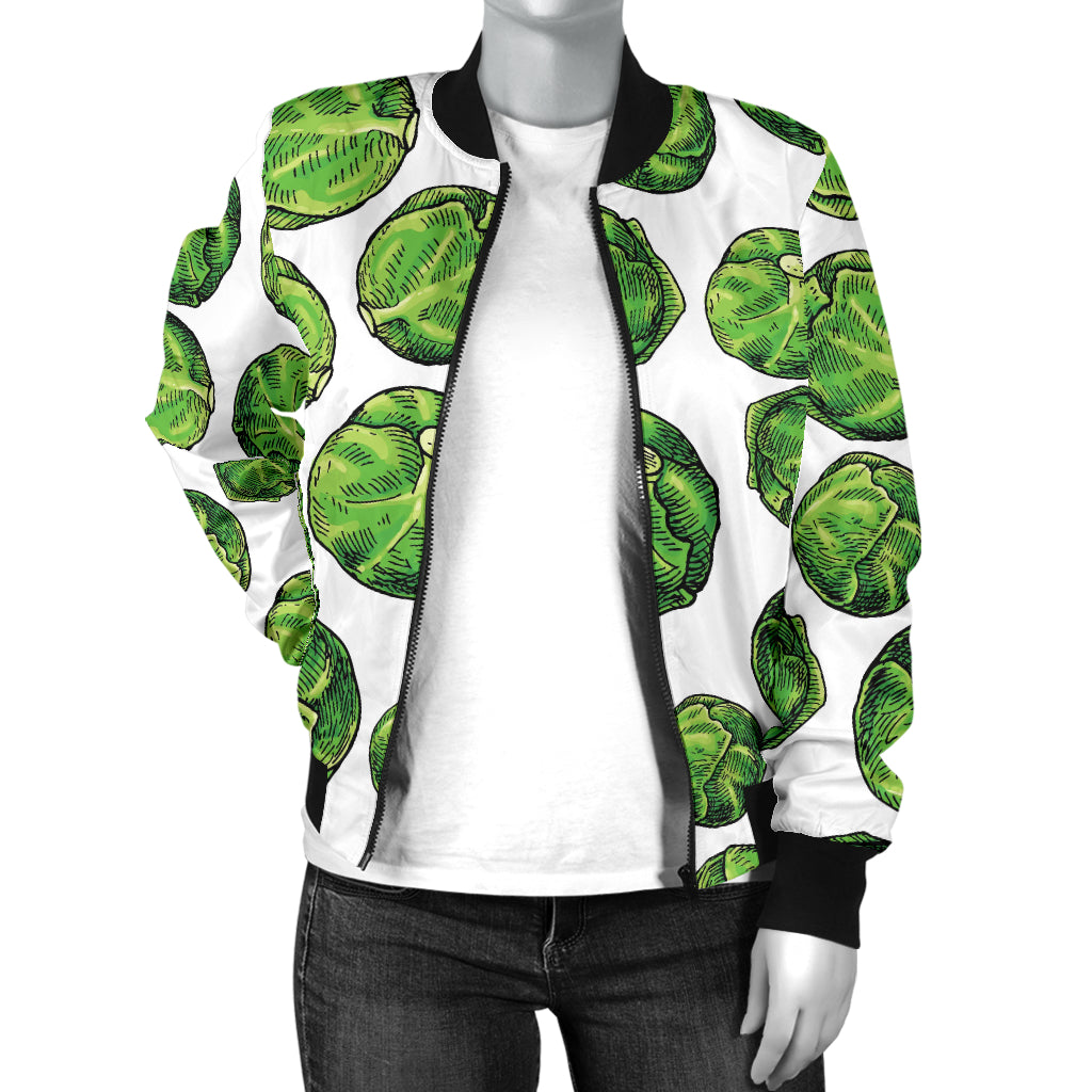 Brussels Sprouts Pattern Print Design 02 Women's Bomber Jacket