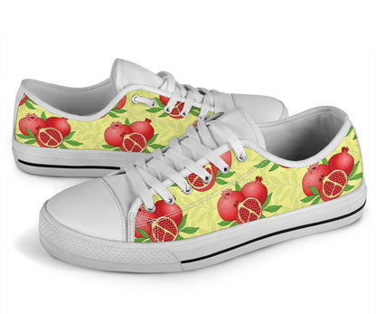 Pomegranate Pattern Print Design PG07 White Bottom Low Top Shoes