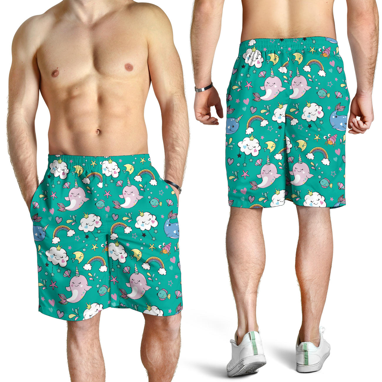 Narwhal Pattern Print Design 04 Mens Shorts