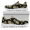 Gold Pineapple Hibiscus Sneakers White Bottom Shoes