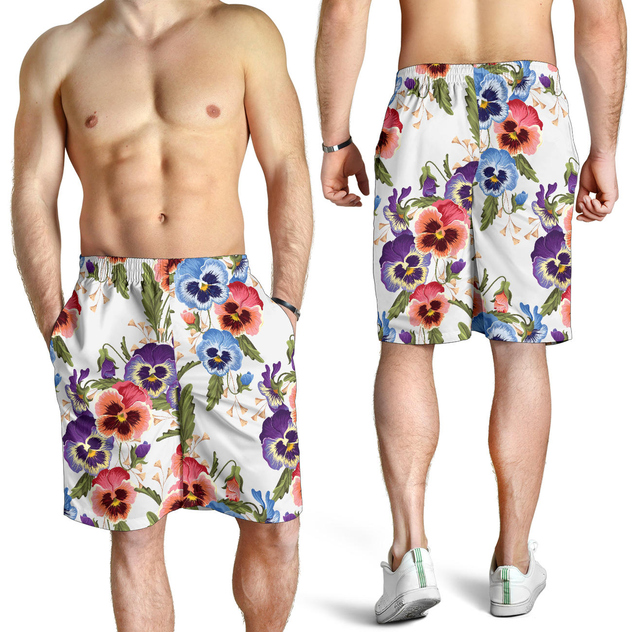 Pansy Pattern Print Design PS06 Mens Shorts