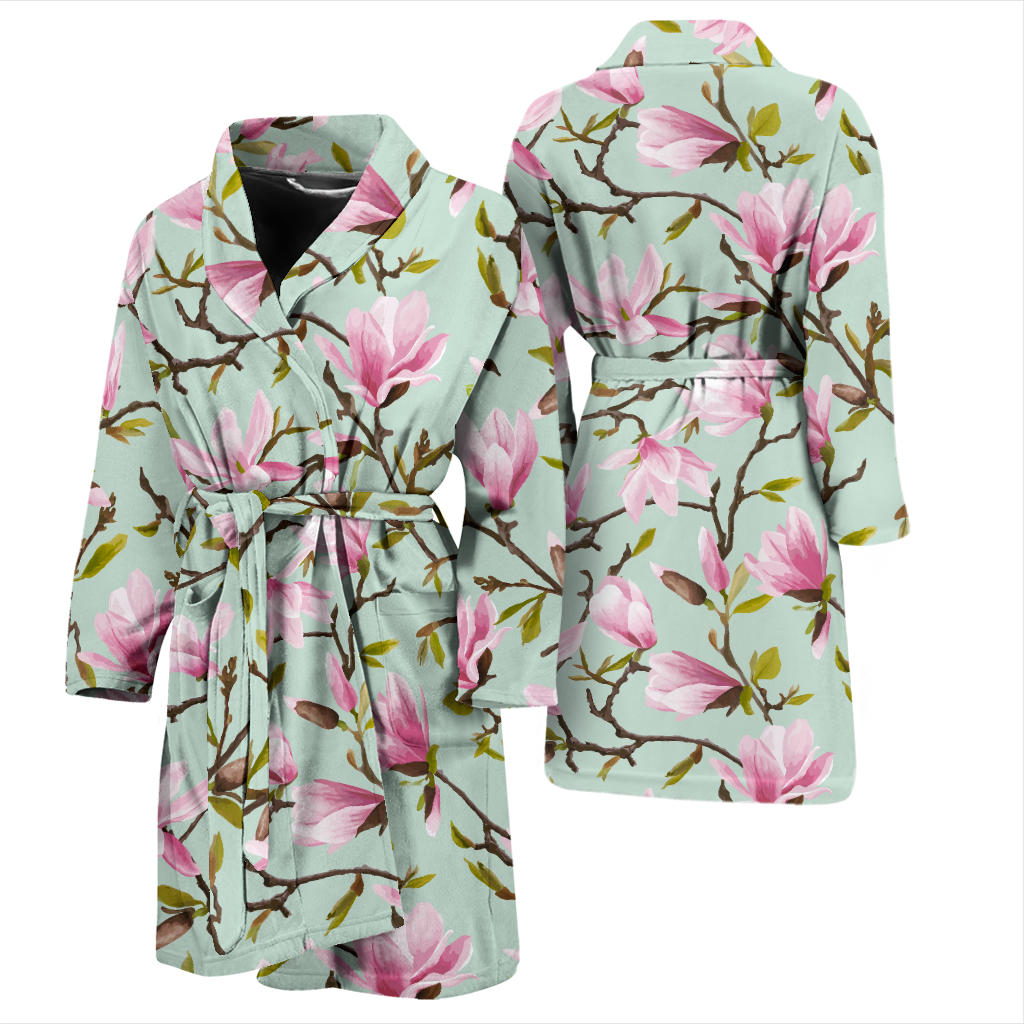 Magnolia Pattern Print Design MAG04 Men Bathrobe