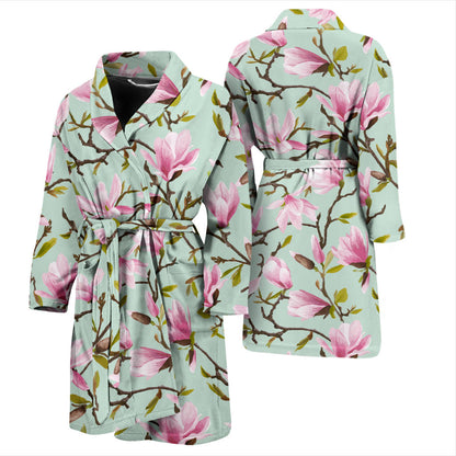 Magnolia Pattern Print Design MAG04 Men Bathrobe