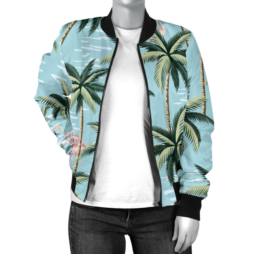 Palm Tree Pattern Print Design PT05 Women Bomber Jacket