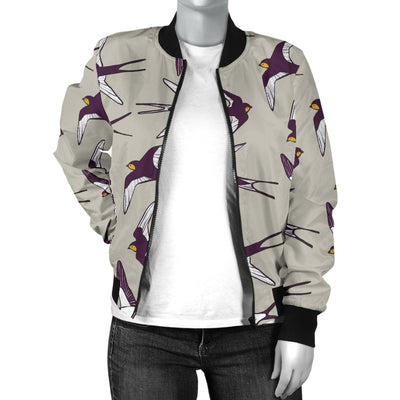 Swallow Bird Pattern Print Design 03 Women's Bomber Jacket