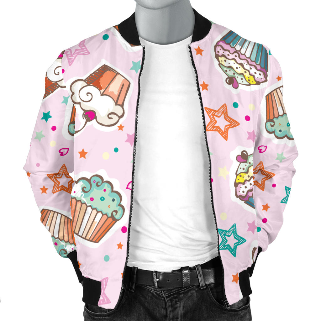 Cupcake Pattern Print Design CP03 Men Bomber Jacket