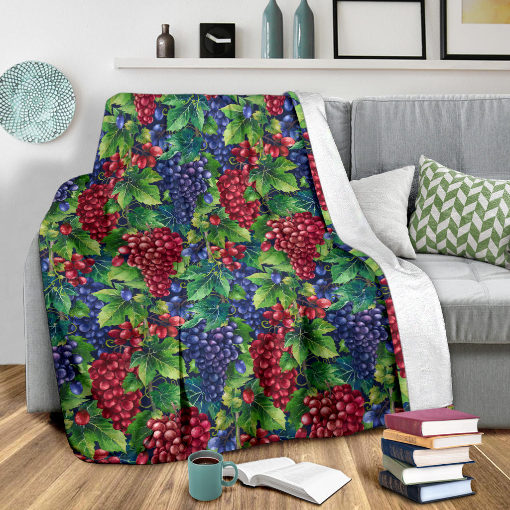 Grape Pattern Print Design GP02 Fleece Blanket