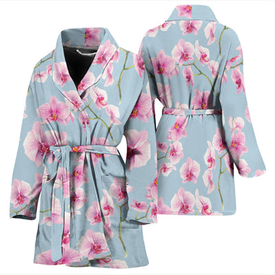 Orchid Pink Pattern Print Design OR01 Women Bathrobe