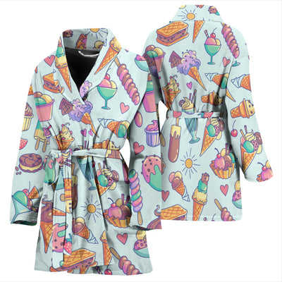 Ice Cream Pattern Print Design IC02 Women Bathrobe