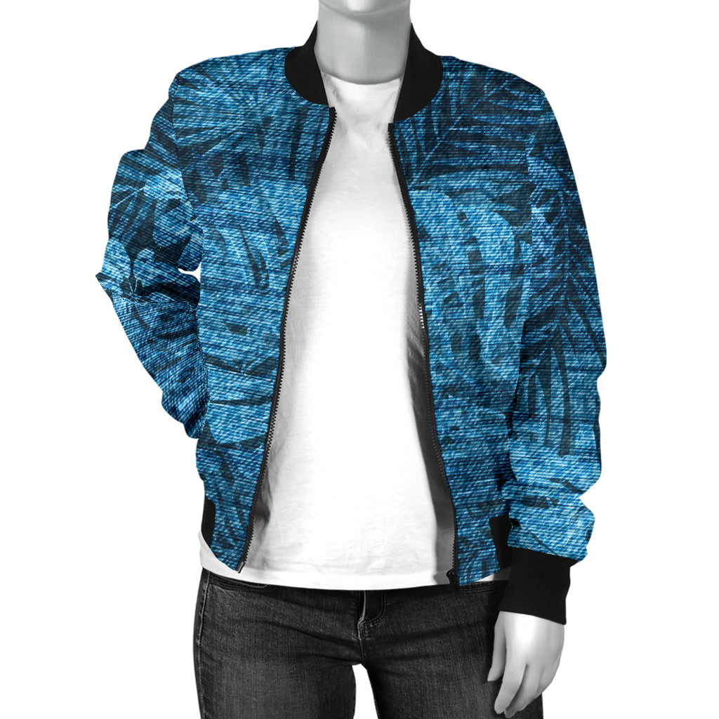 Jean Tropical Pattern Print Design 04 Women's Bomber Jacket