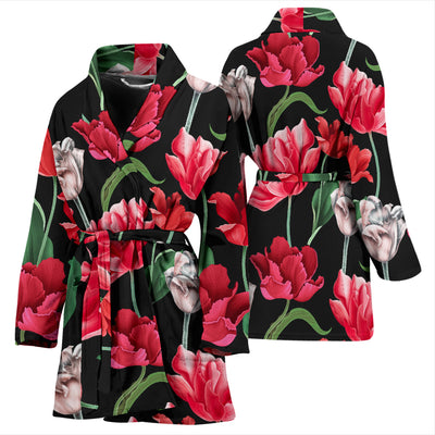 Tulip Pattern Print Design TP08 Women Bathrobe