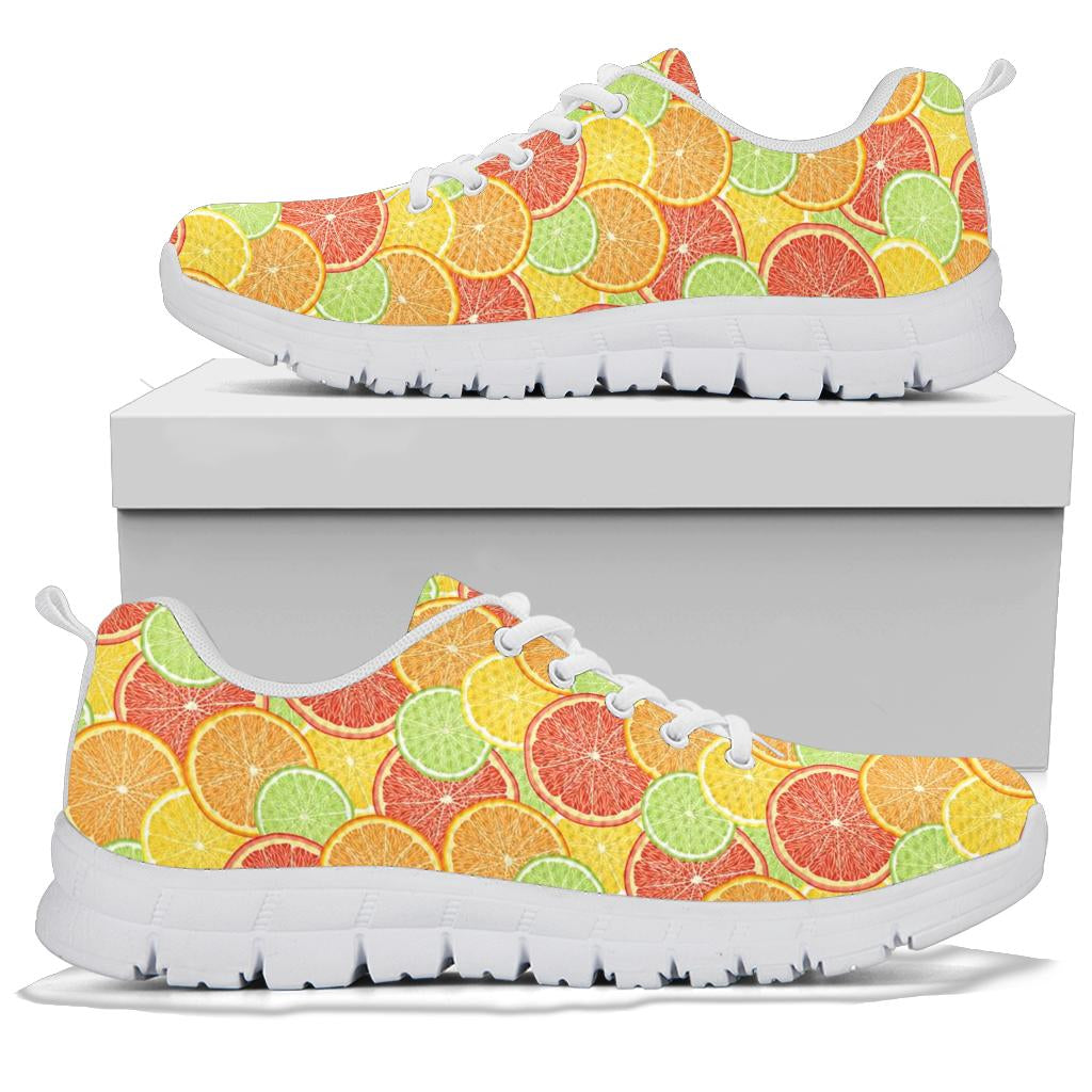 Grapefruit Pattern Print Design GF01 Sneakers White Bottom Shoes