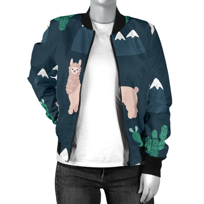 Llama Pattern Print Design 06 Women's Bomber Jacket