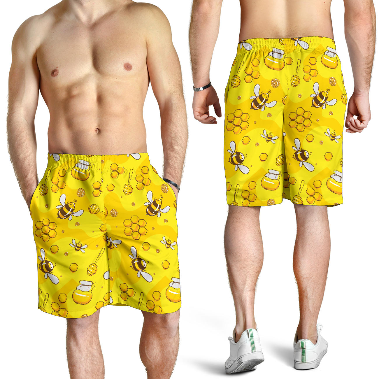 Bee Pattern Print Design BEE01 Mens Shorts